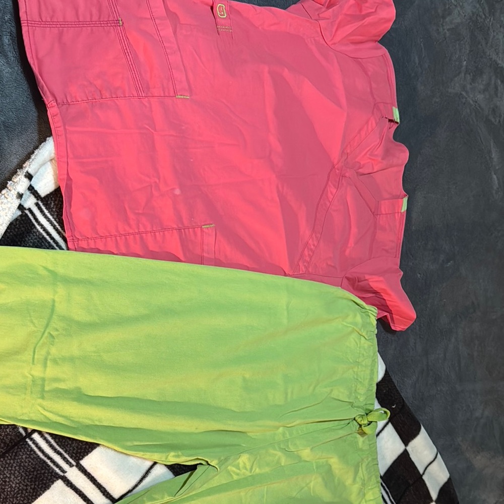 Pink and Green Scrub Set